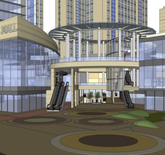 现代商业街su模型