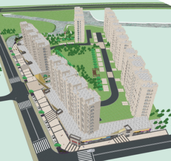 新古典高层住宅鸟瞰规划su模型