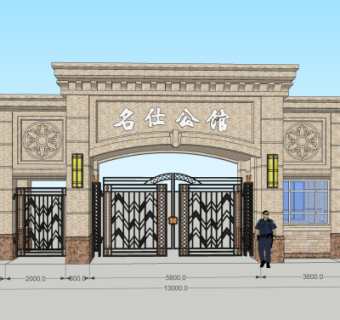 欧式小区入户门su模型