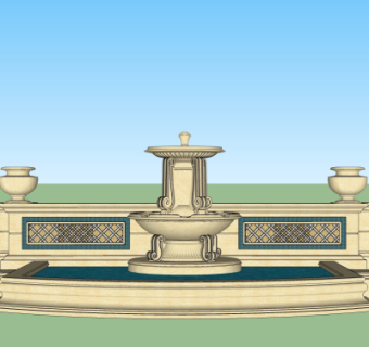 欧式景观墙su模型