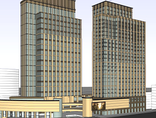 新古典高层办公楼su模型
