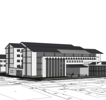 新中式会所su模型