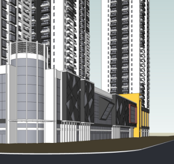 现代沿街商业建筑su模型