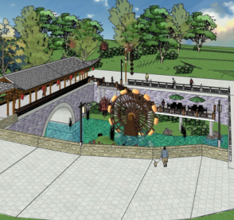 中式园林景观su模型