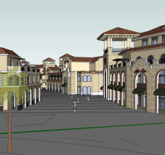 欧式商业街su模型