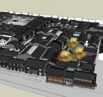 中式别墅规划su模型