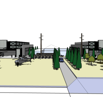 现代飞机厂房su模型