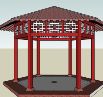 中式小亭子免费su模型