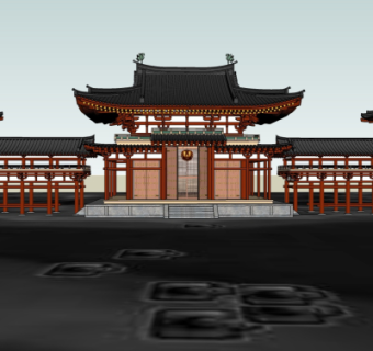 中式古建城楼su模型