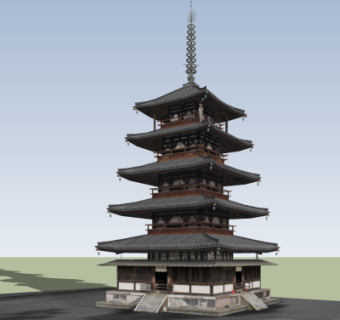 中式古建古庙su模型