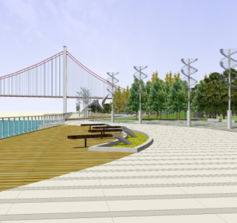 现代园林街道su模型