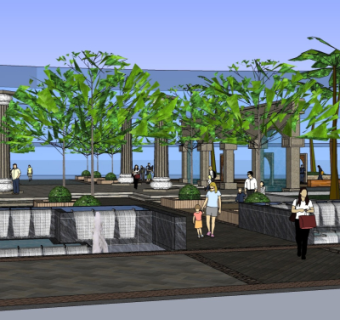 中式园林景观su模型