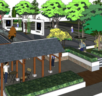 中式园林景观su模型