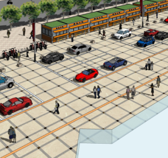 现代商业街su模型