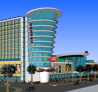 现代商业街su模型