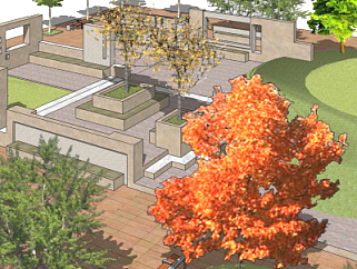 现代公园景观鸟瞰规划3d模型