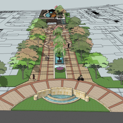 现代公园景观鸟瞰规划3d模型