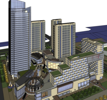 现代高层住宅外观su模型