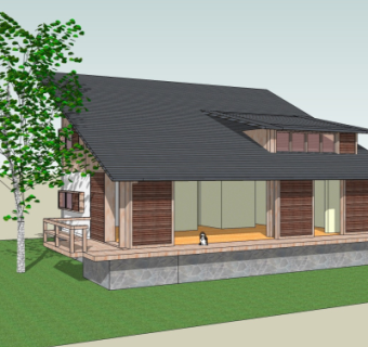 中式住宅外观su模型