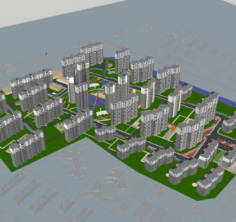 现代小区规划su模型