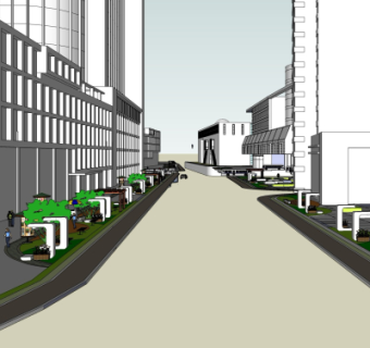 现代沿街商业建筑su模型