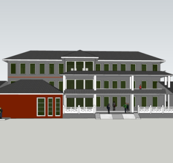 新中式办公楼su模型