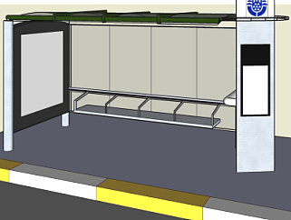 <em>现代公交站</em>su模型