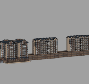 现代高层住宅外观su模型