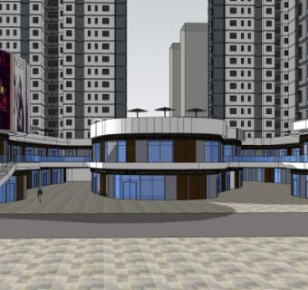 现代商业街su模型