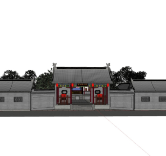 中式院子su模型