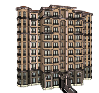 新古典高层住宅外观su模型