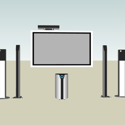 现代电视音响组合su模型