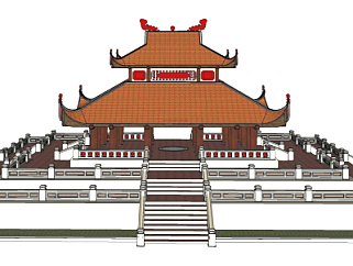 中式古建大殿su模型