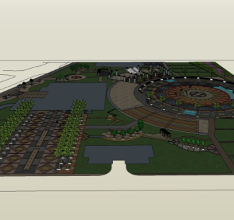 现代广场景观鸟瞰规划su模型