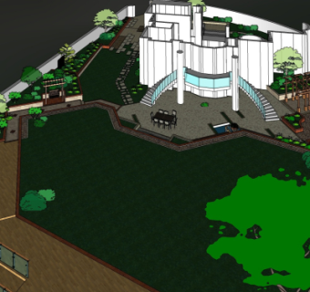 现代别墅鸟瞰规划su模型