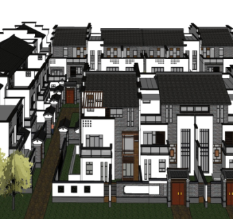 中式合院改外观su模型