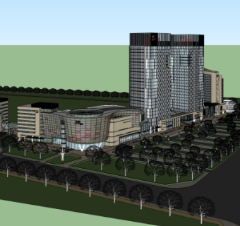 现代商业街su模型