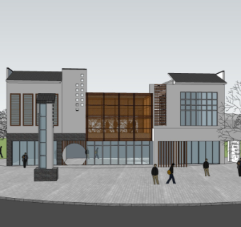 新中式办公楼su模型