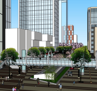 现代商业街su模型