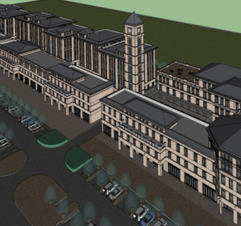 欧式商业街su模型