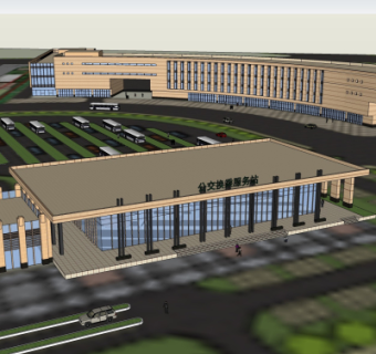 现代车站su模型