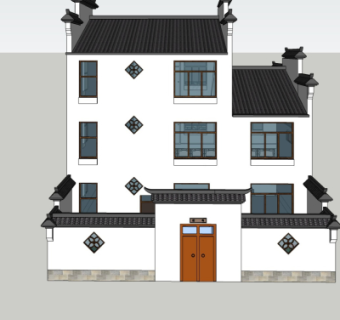 中式古建民房su模型