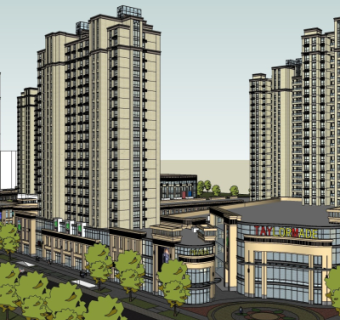 简欧商业街su模型