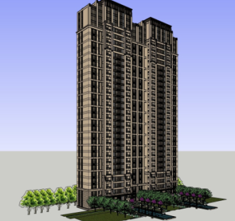 简欧高层住宅su模型