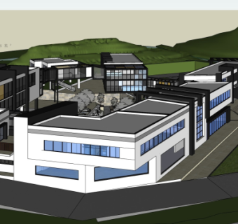 现代接待中心外观su模型