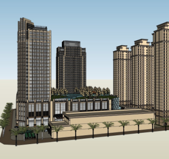 欧式商业街su模型