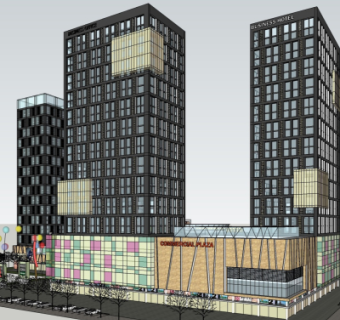 现代商业街su模型