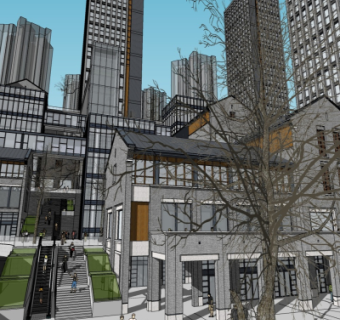 中式办公住宅su模型