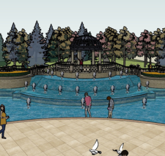 欧式园林景观su模型