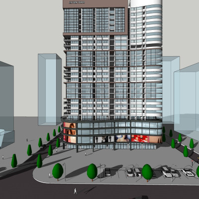 现代高层住宅外观su模型